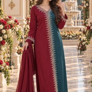 3 pc Stitched two tone silk article