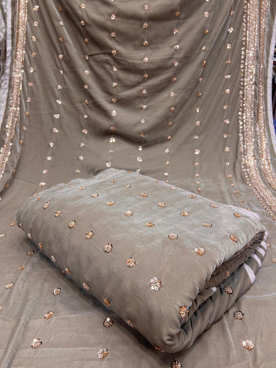 Micro Velvet heavy cutdana 3pc unstitched - Image 8