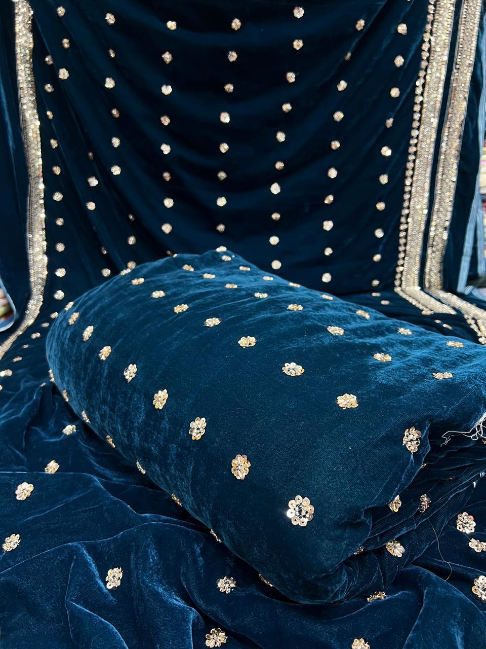 Micro Velvet heavy cutdana 3pc unstitched - Image 7