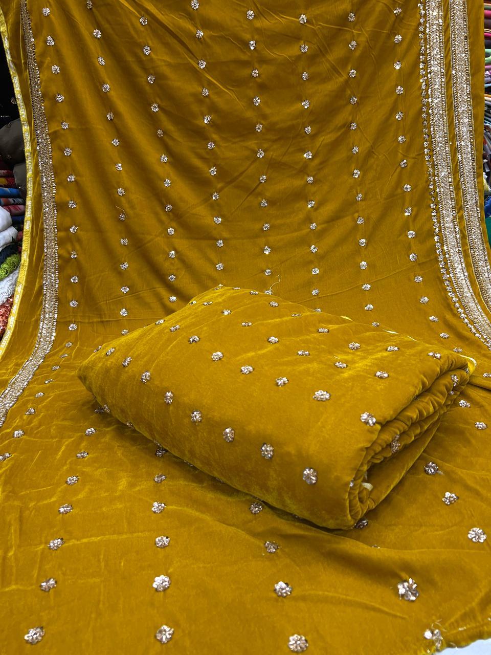 Micro Velvet heavy cutdana 3pc unstitched - Image 5