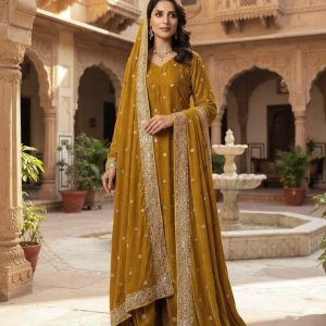 Micro Velvet heavy cutdana 3pc unstitched