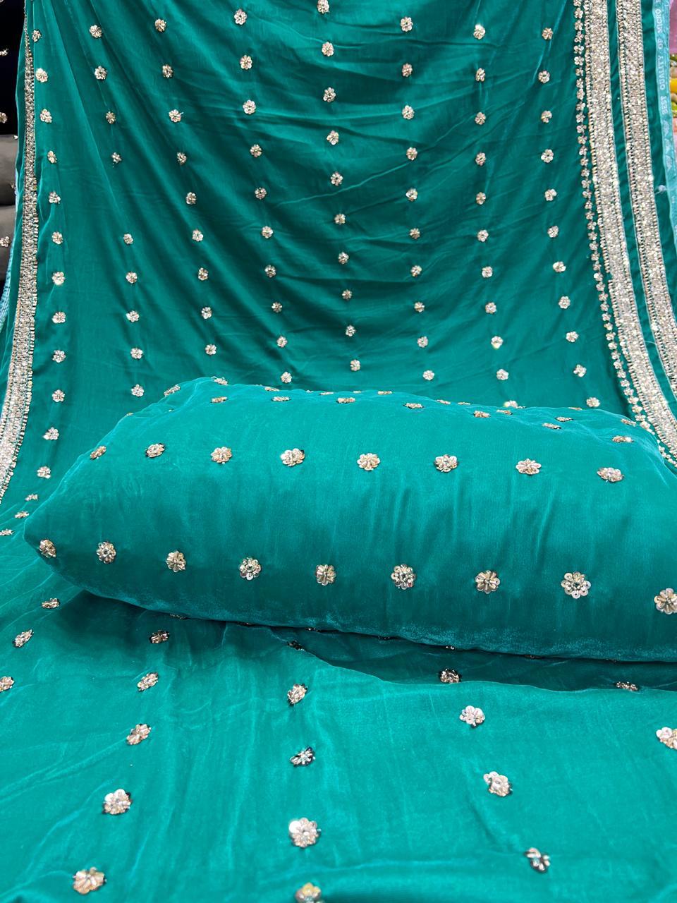 Micro Velvet heavy cutdana 3pc unstitched - Image 10