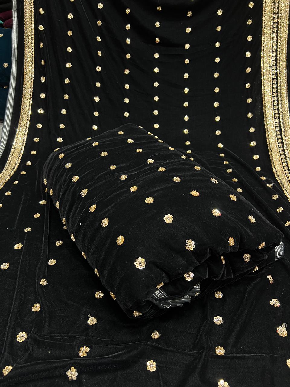 Micro Velvet heavy cutdana 3pc unstitched - Image 9